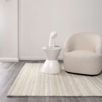 Nordic Nest Linear Beige Wool Rug