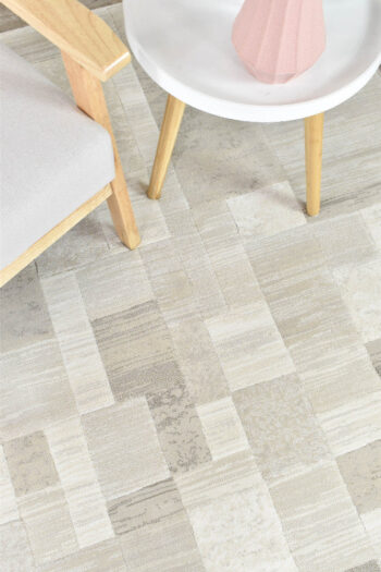 Zenith Washed Neutral Beige Patchwork Rug