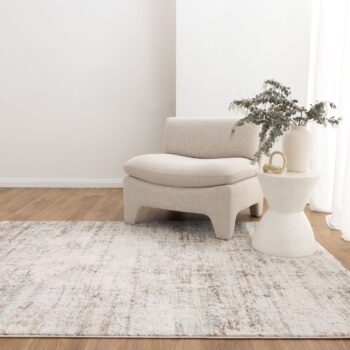 Symphony Abstract Distressed Cream and Beige Rug