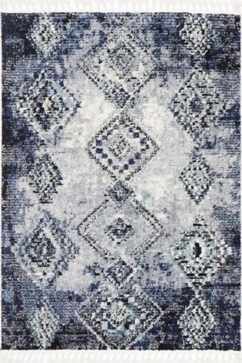 Cassandra Navy Blue Diamond Abstract Rug