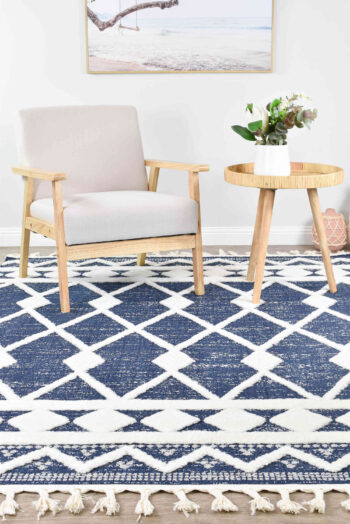 Gypsy Navy & Ivory Textured Tribal Rug