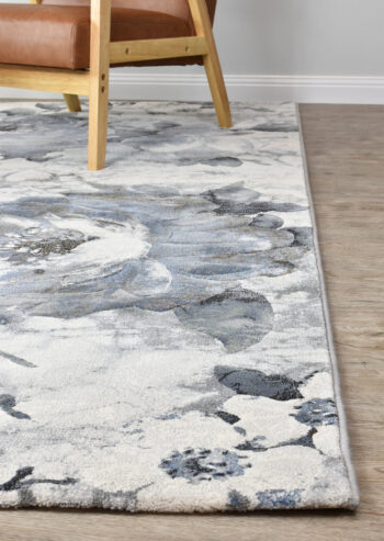 Zenith Blue Silver Grey Floral Rug