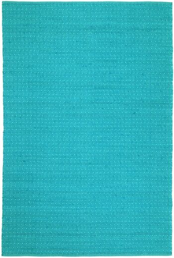 Myra Natural Wool Turquoise Blue Diamond Rug