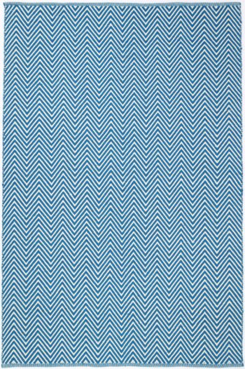 Myra Natural Wool Turquoise Blue Chevron Rug