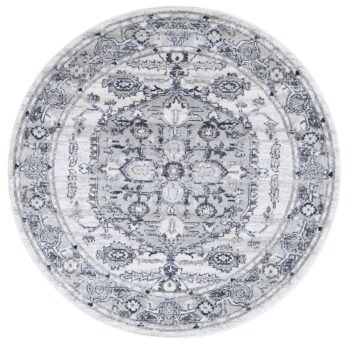 Alpine Grey White Round Rug