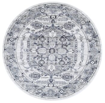 Alpine Grey White Round Rug