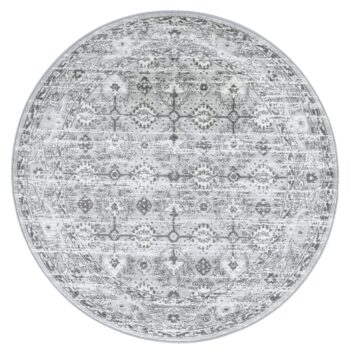Alpine Grey White Ancient Round Rug
