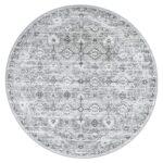 Alpine Grey White Ancient Round Rug
