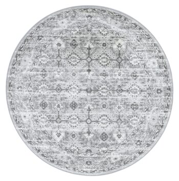 Alpine Grey White Ancient Round Rug