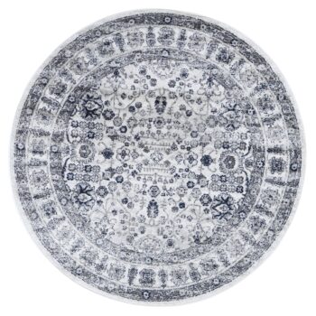 Alpine Navy Cream Traditional Round Rug