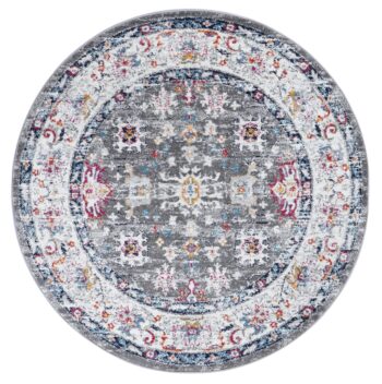 Alpine Grey Multi Traditional Round Rug
