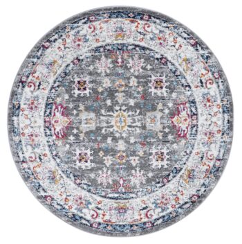 Alpine Grey Multi Traditional Round Rug