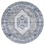 Alpine Navy Cream Ancient Round Rug