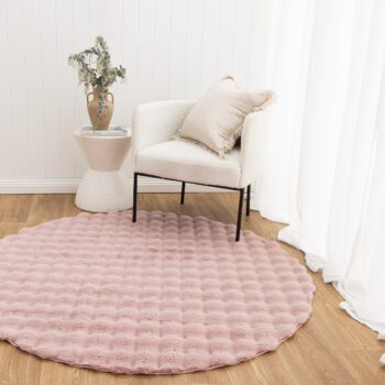 Cloud Drift Washable Round Rose Pink Rug