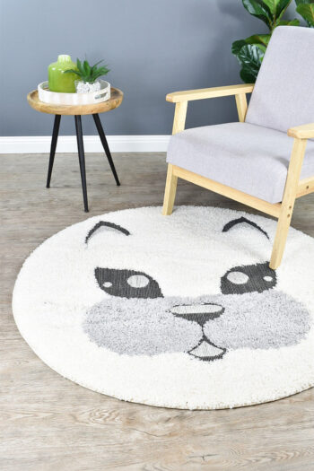 Kingdom Cream Ivory Kids Plush Cat Rug
