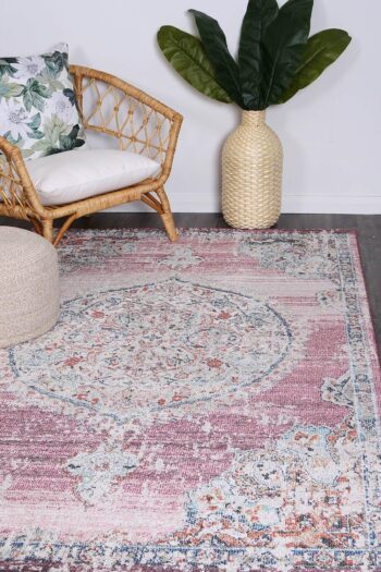 Clara Hollow Medalion Transitional Blush Rug