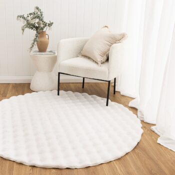 Cloud Drift Washable Round White Rug
