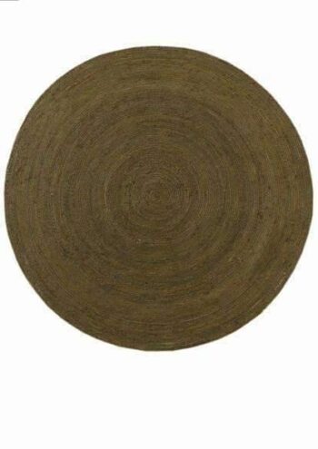 Aardvark Basket Weave Jute Round Green Rug