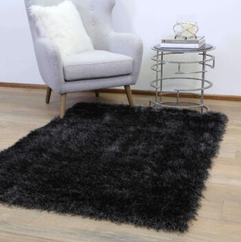 Alexa Super Soft Shag Black Rug