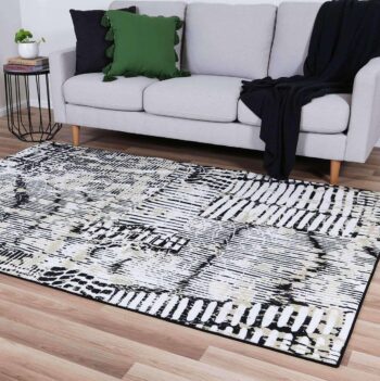 Ascot Black and Cream Patterned Rug