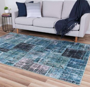Ascot Blue Patchwork Rug