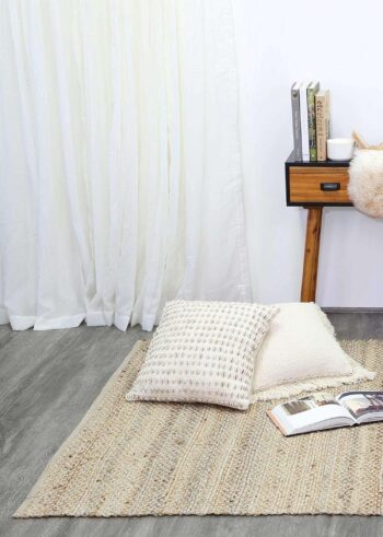 Calypso Natural Basket Weave Blue Jute Rug