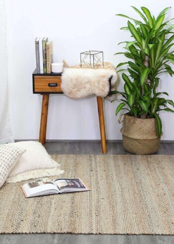 Calypso Natural Basket Weave Grey Jute Rug