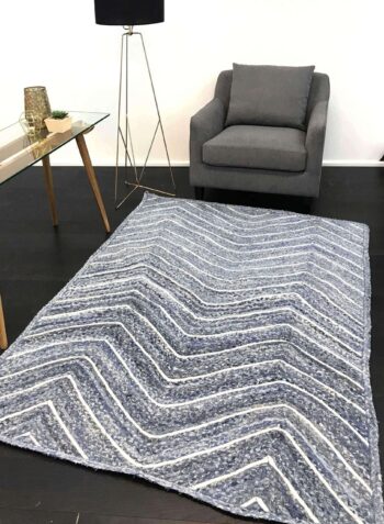 Cameron Natural Chevron Denim Rug