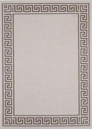 Capella Beige Bordered Patterned Rug
