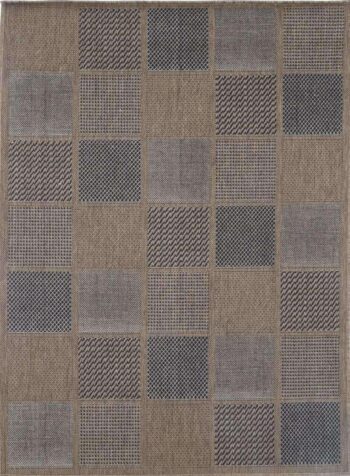 Capella Beige Patchwork Square Shape Patterned Ikat Rug