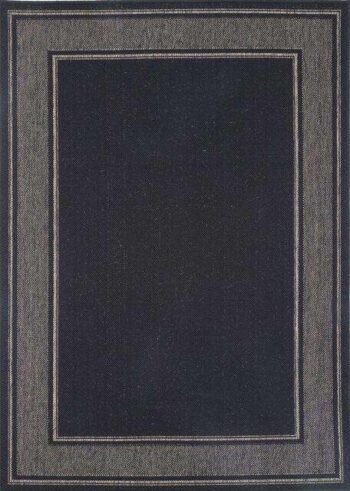 Capella Black Bordered Line Pattern Rug