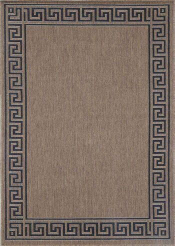 Capella Brown Beige Bordered Patterned Rug