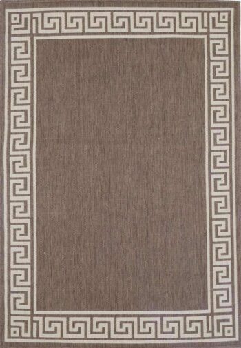 Capella Brown Bordered Patterned Rug