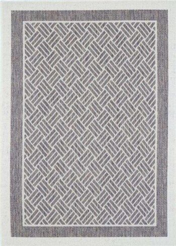 Capella Cream Geometric Ikat Bordered Rug