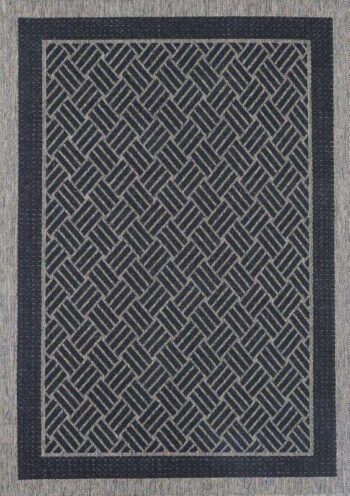 Capella Grey Geometric Ikat Bordered Rug