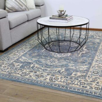 Casper Classic Border Transitional Design Blue Rug