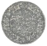 Classic Whimsical Boarder Grey Distressed Round Rug