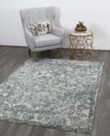 Classic Whimsical Boarder Grey Distressed Rug