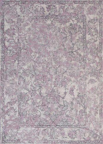 Classic Whimsical Boarder Lilac Distressed Rug
