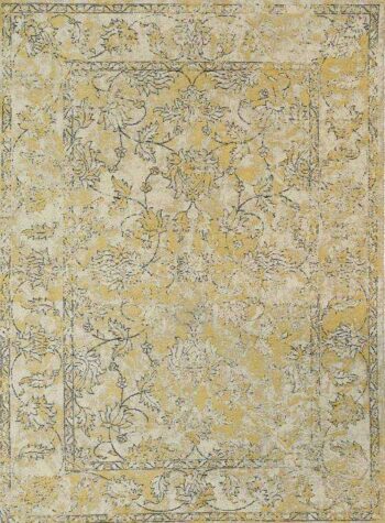 Classic Whimsical Boarder Mustard Distressed Rug