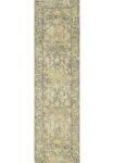 Classic Whimsical Boarder Mustard Distressed Runner Rug