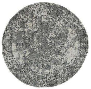 Classic Whimsical Medallion Grey Distressed Round Rug
