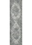 Classic Whimsical Medallion Grey Distressed Runner Rug
