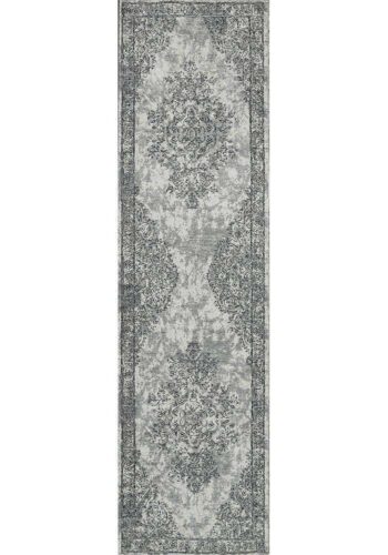 Classic Whimsical Medallion Grey Distressed Runner Rug