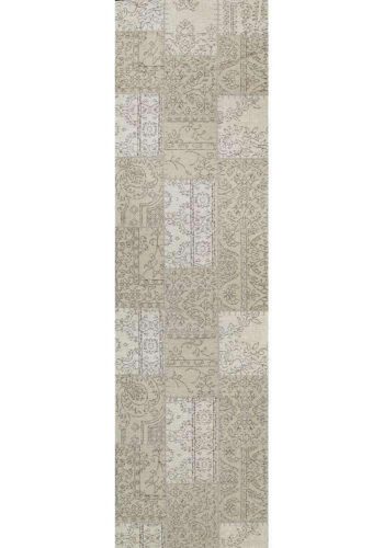 Classic Whimsical Patchwork Beige Distressed Runner Rug