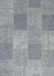 Classic Whimsical Patchwork Blue Distressed Rug