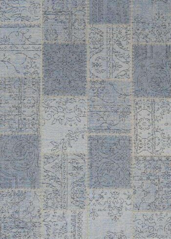 Classic Whimsical Patchwork Blue Distressed Rug
