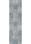 Classic Whimsical Patchwork Blue Distressed Runner Rug