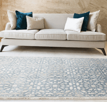 Divinity Demask Blue Modern Rug
