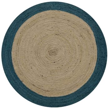 Dot Border Jute Round Aqua Cayman Rug